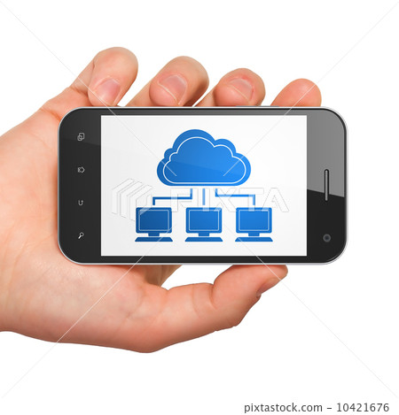 Cloud computing concept: Cloud Network on smartphone Cloud computing concept: Cloud Network on smartphone 10421676