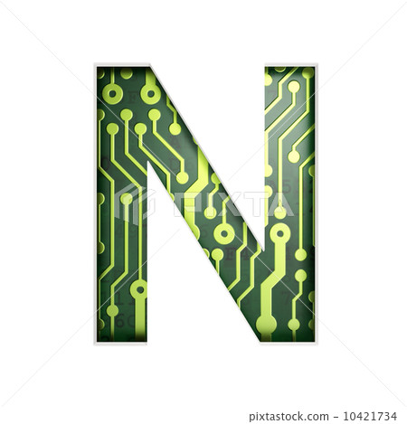 Electric curcuit board letters and numbers collection: N isolate Electric curcuit board letters and numbers collection: N isolate 10421734