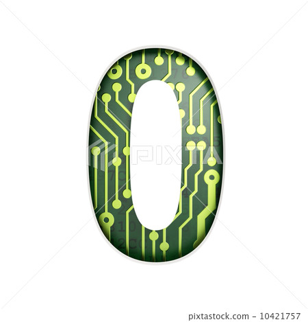 Electric curcuit board letters and numbers collection: 0 isolate Electric curcuit board letters and numbers collection: 0 isolate 10421757