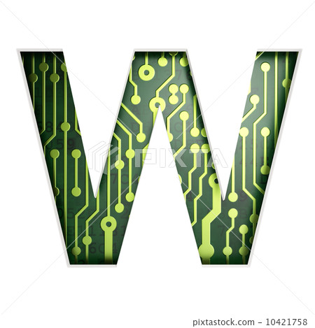 Electric curcuit board letters and numbers collection: W isolate Electric curcuit board letters and numbers collection: W isolate 10421758