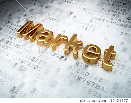Finance concept: Golden Market on digital background Finance concept: Golden Market on digital background 10421877