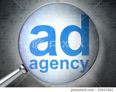 Marketing concept: optical glass with words Ad Agency 10421882