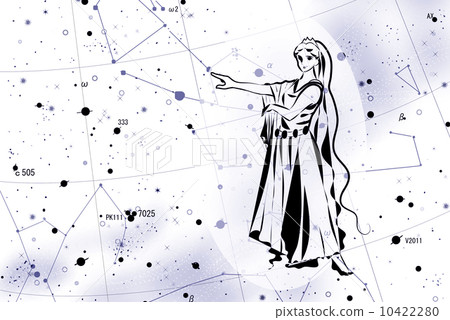 Goddess and constellation pointing in direction 10422280
