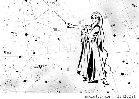 Goddess and constellation pointing in direction 10422281