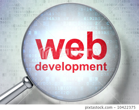 Web development SEO concept: optical glass with... - Stock Illustration ...