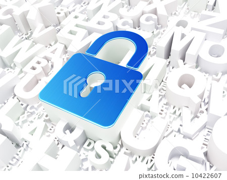 Safety concept: Closed Padlock on alphabet 10422607
