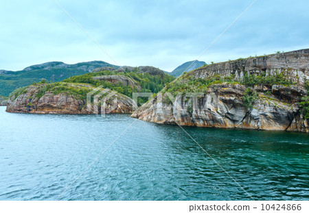 Ranfjorden summer cloudy view (Norway) 10424866