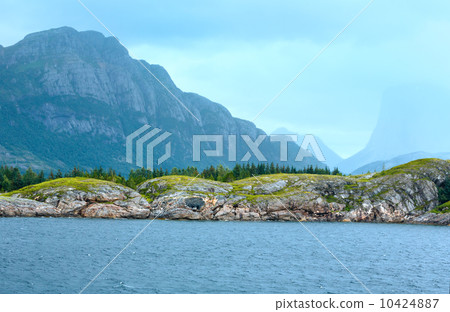 Ranfjorden summer cloudy view (Norway) 10424887