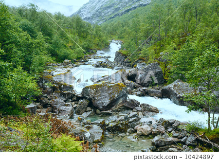 Summer river on mountain slope (Norway). 10424897