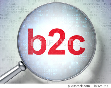 Magnifying optical glass with words b2c on digital background Magnifying optical glass with words b2c on digital background 10424934