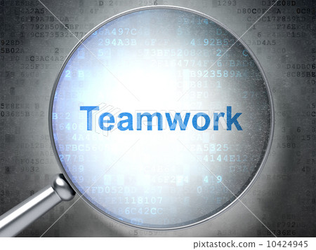 Magnifying optical glass with words Teamwork on digital backgrou Magnifying optical glass with words Teamwork on digital backgrou 10424945