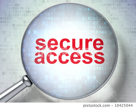 Magnifying optical glass with words secure access on digital bac 10425044