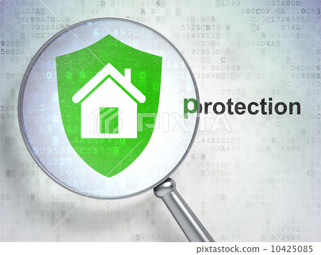 Magnifying glass with shield icon 10425085