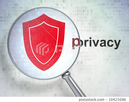 Shield icon and privacy word on digital background 10425086