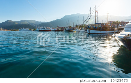 Excursion ships in bay (Greece, Lefkada). 10425473