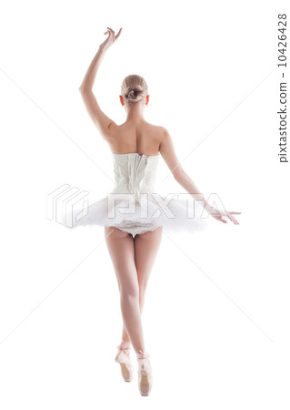 Rear view of slender young ballerina in tutu Rear view of slender young ballerina in tutu 10426428