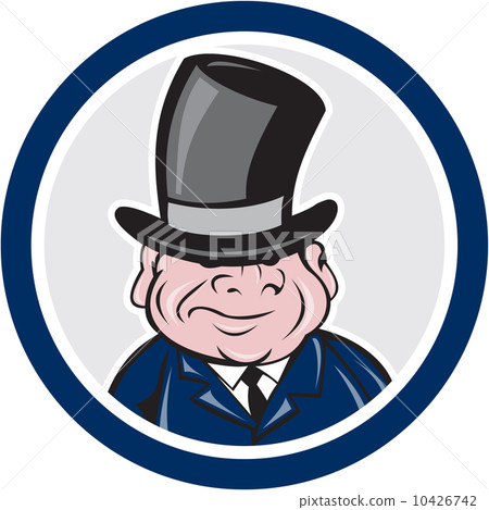 Man Wearing Top Hat Smiling Circle Cartoon Man Wearing Top Hat Smiling Circle Cartoon 10426742