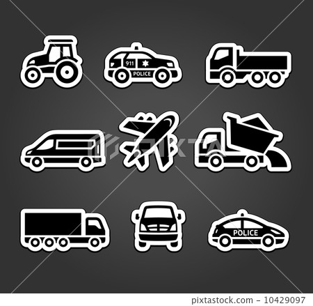 Set of sticky stickers, transport icons 10429097