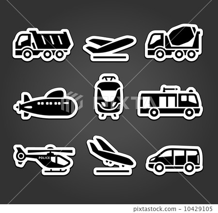 Set of stickers, transport color pictograms Set of stickers, transport color pictograms 10429105