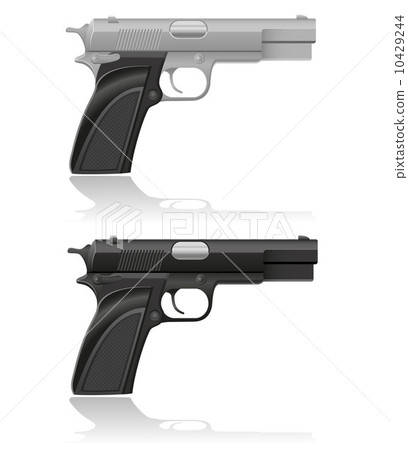 silver and black automatic pistol vector illustration 10429244