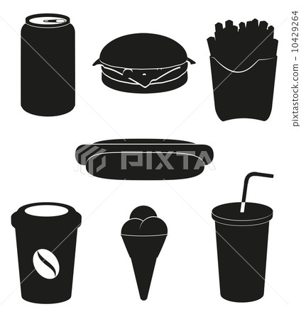 set icons of fast food black silhouette vector illustration 10429264