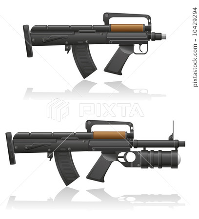 machine gun with a short barrel and grenade launcher vector illu 10429294