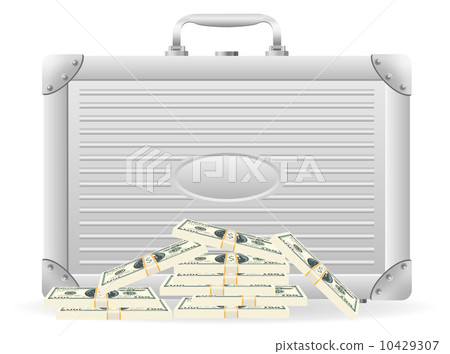 metallic briefcase with packed dollars vector illustration 10429307
