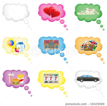 set icons concept of a dream in the cloud vector illustration set icons concept of a dream in the cloud vector illustration 10429409