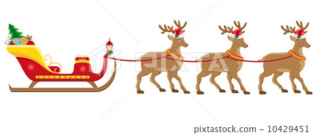 christmassanta sleigh with reindeer vector illustration christmassanta sleigh with reindeer vector illustration 10429451
