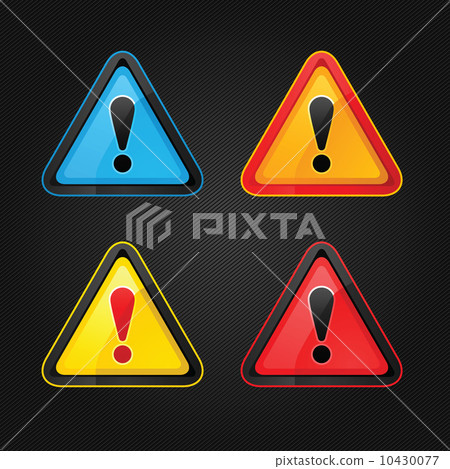 Set hazard warning attention sign on a metal surface 10430077