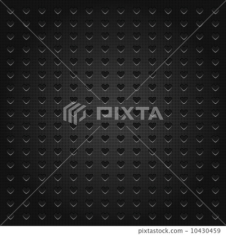 chrome metal surface, background perforated in shape heart 10430459