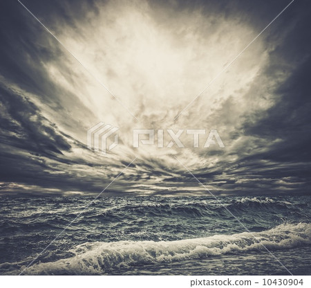 Big ocean wave breaking the shore 10430904