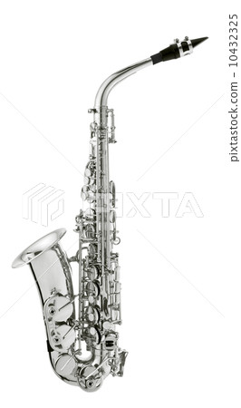 silver saxaphone on the white background 10432325