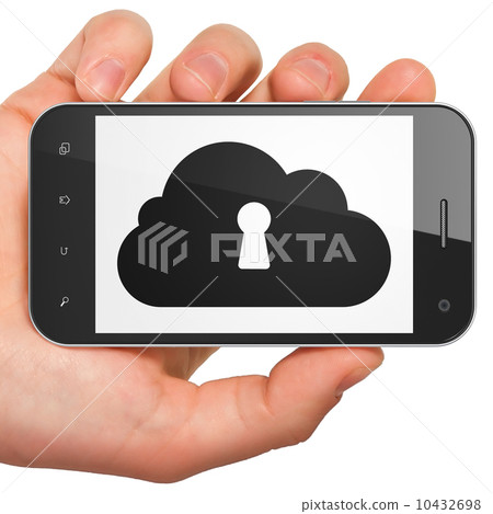 Cloud technology concept: Cloud With Keyhole on smartphone 10432698