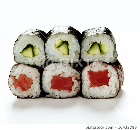 Sushi rolls isolated on white Sushi rolls isolated on white 10432789