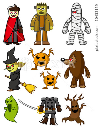 Cartoon Halloween monster icons 10433139