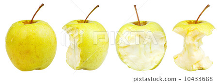 bitten and whole golden delicious apple 10433688