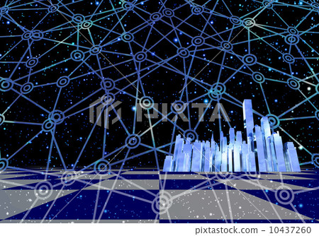 Internet space in the city building city 10437260