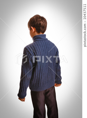 gray resentful boy turned back angry clenched his fists isolated 10437511