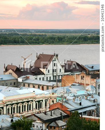 Pink sunset view of the oldest part of Nizhny Novgorod Russia Pink sunset view of the oldest part of Nizhny Novgorod Russia 10441346