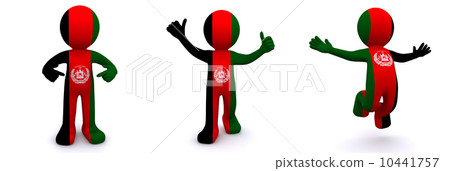 3d character textured with flag of Afghanistan 3d character textured with flag of Afghanistan 10441757