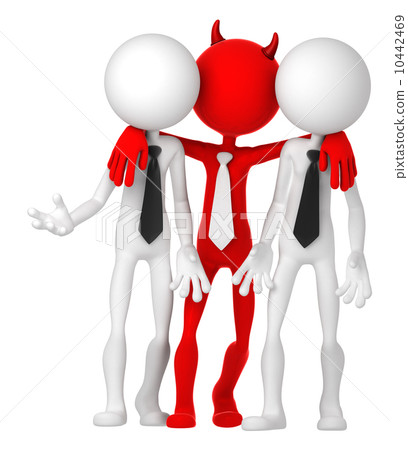 Businesspeople having deal with Devil 10442469