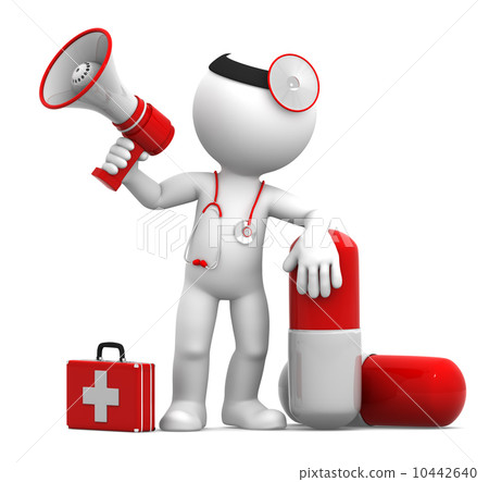 Medic with a pill and megaphone Medic with a pill and megaphone 10442640