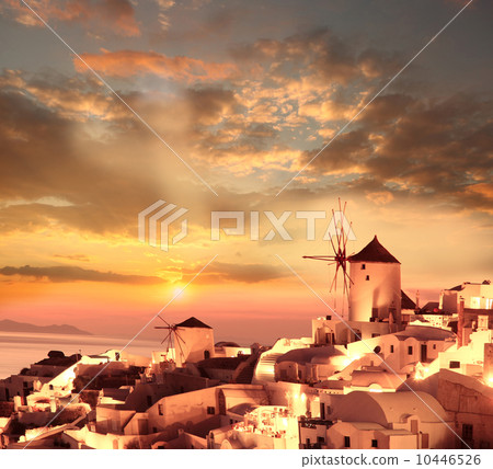 Windmills in Oia village,  Santorini island, Greece 10446526