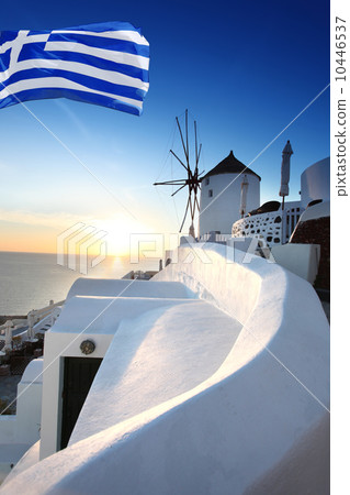 Windmills in Oia village,  Santorini island, Greece 10446537