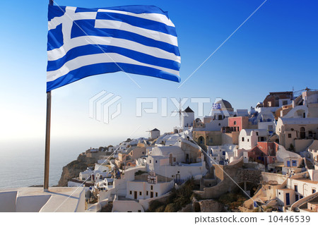 Windmills in Oia village,  Santorini island, Greece 10446539