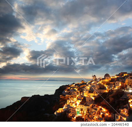Windmills in Oia village,  Santorini island, Greece 10446540