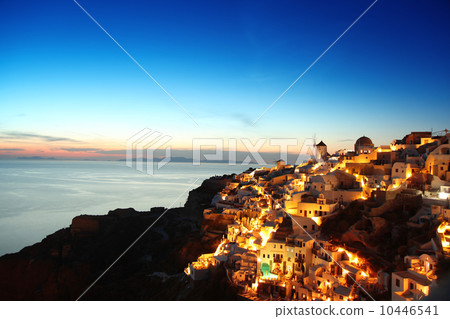Windmills in Oia village,  Santorini island, Greece 10446541