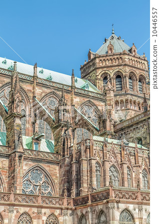 Famous Notre Dame de Strasbourg, Alsace, France. Details of arch 10446557