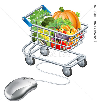 Trolley mouse grocery vegetables concept 10446789
